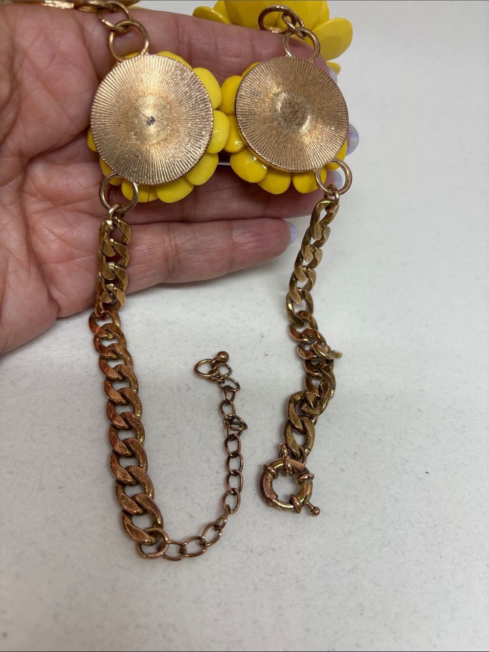 Yellow Floral Resin Statement Necklace - Picture 9 of 15